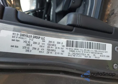 2012 Jeep Grand Cherokee Laredo z USA, uszkodzony, nr VIN 1C4RJFAG4CC279314